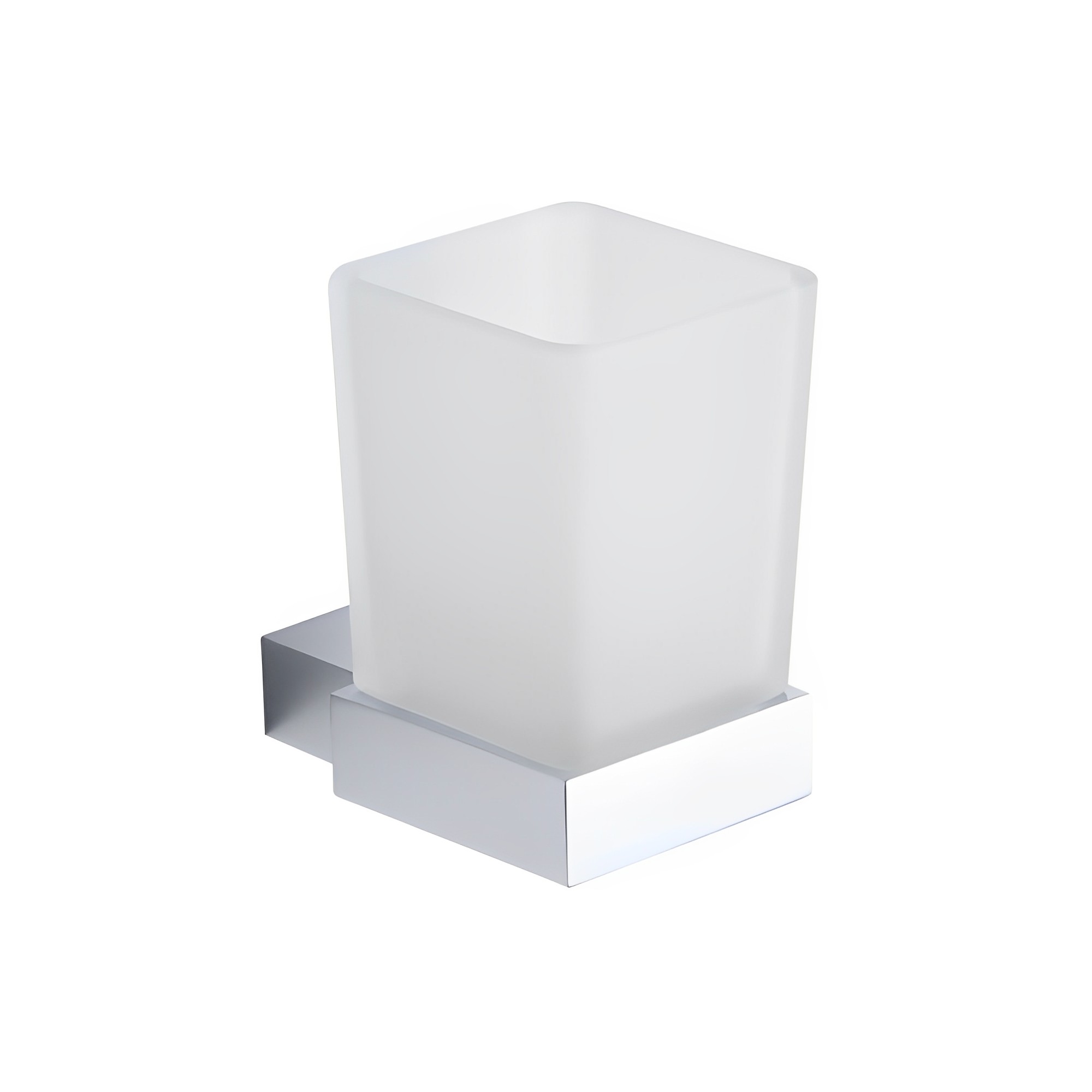 OJ-G1412L Wall-Mounted Square Cup Holder with Frosted Glass Cup Set for Bathroom Brass Bathroom Accessories