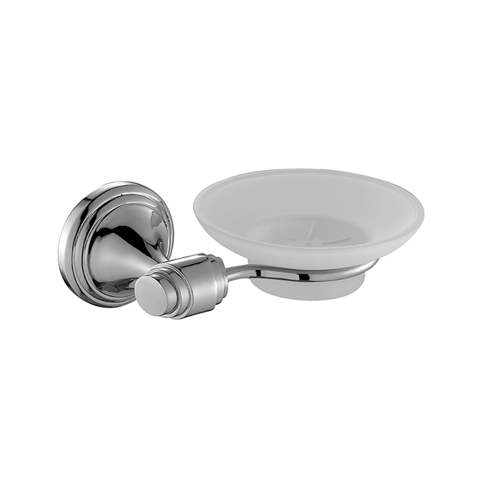 OJ-L4208J Frosted Round Glass Soap Dish with Holder Modern Shower Soap Dish Wall Mounted Zinc Alloy Bathroom Accessories