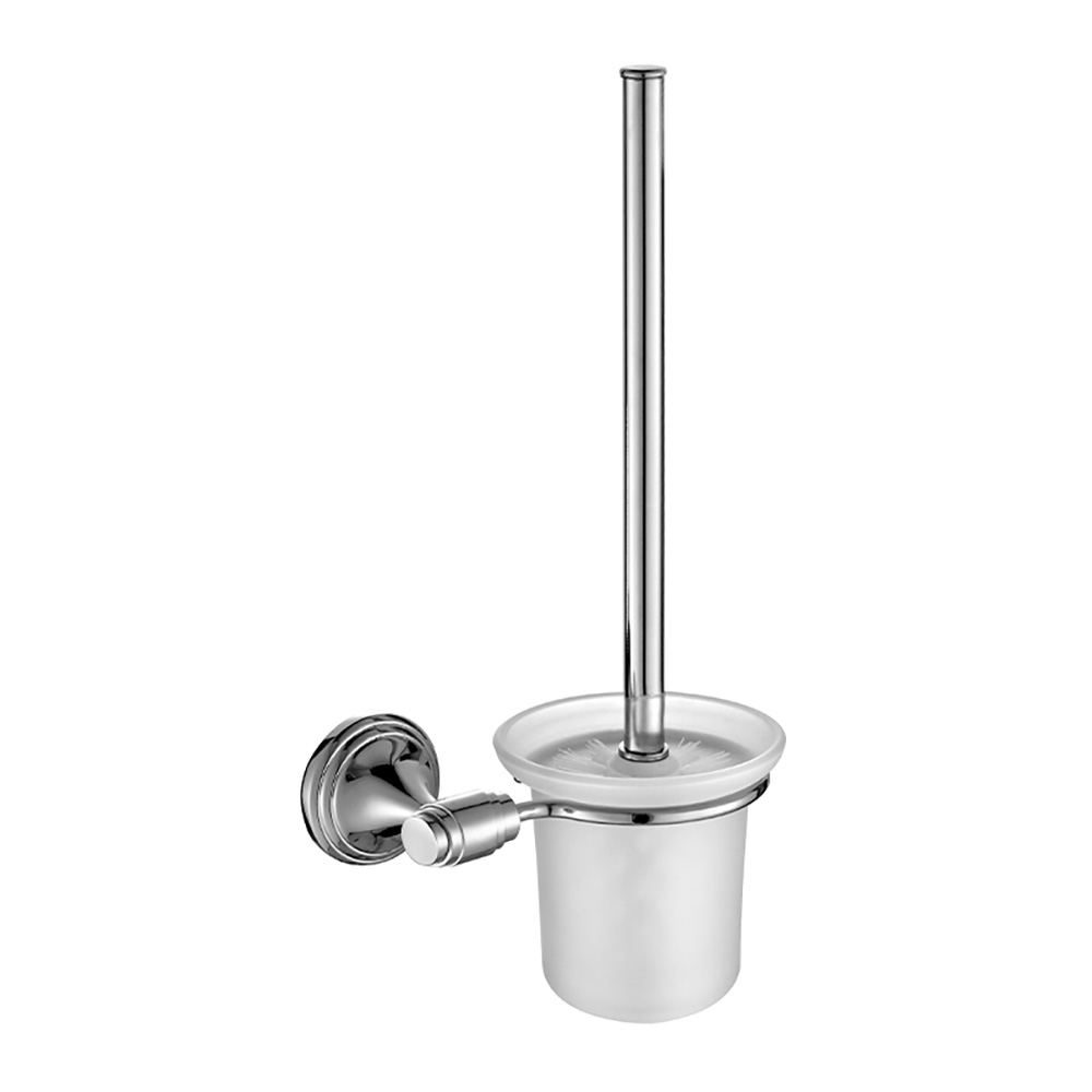 OJ-L4213J Toilet Brush Holder Chrome Plated Wall Mounted With Glass Container Zinc Alloy Bathroom Accessories