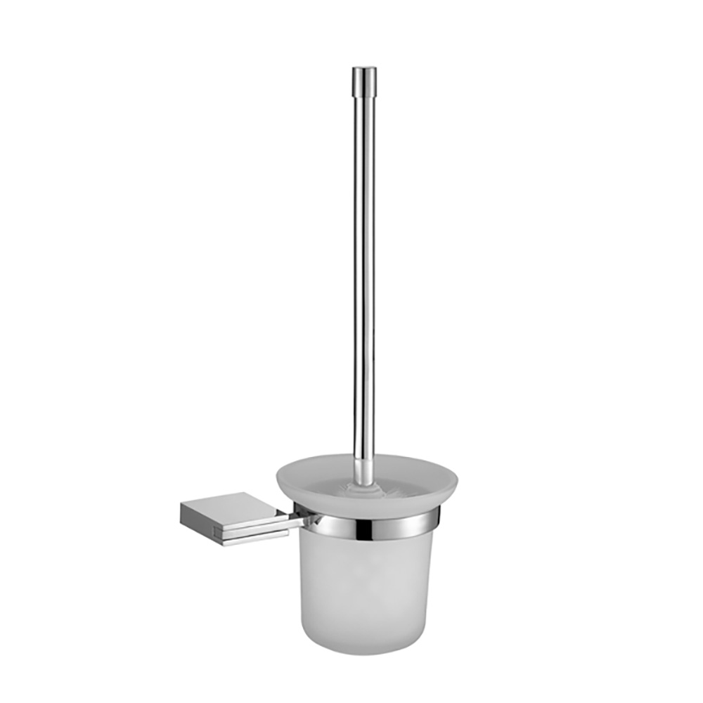 OJ-L8613J Toilet Brush Holder Chrome Plated Wall Mounted With Glass Container Zinc Alloy Bathroom Accessories