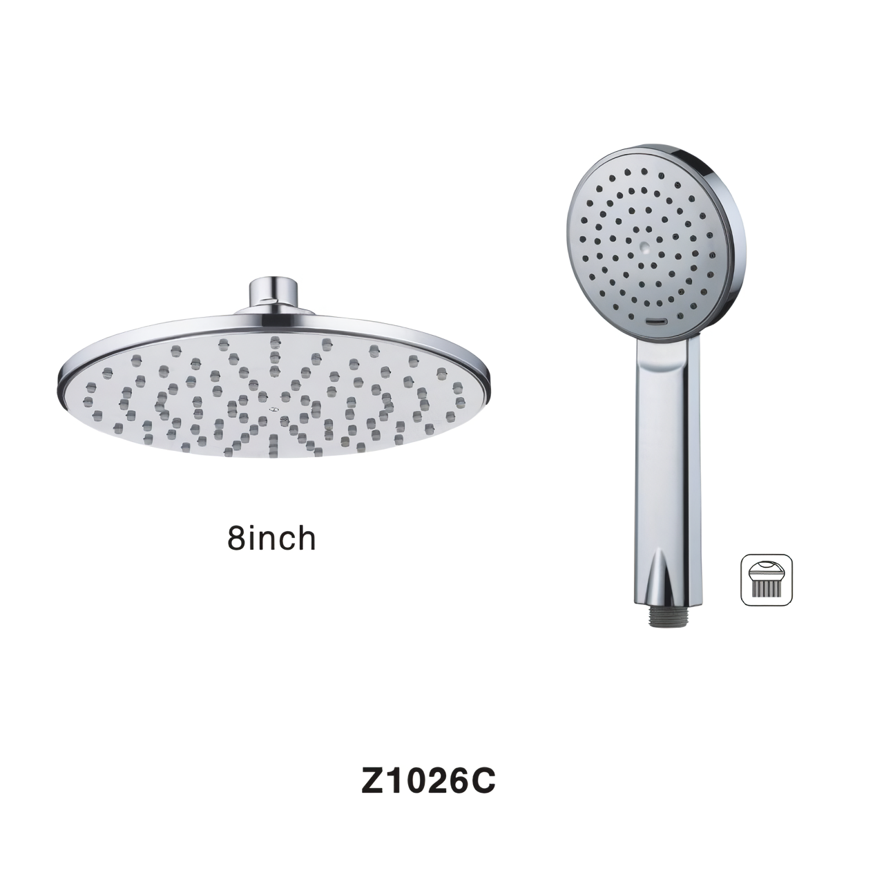 Z1026C Shower System Wall Mounted Shower Faucet Set with 8 inch High Pressure Plastic Shower Head Polished Chrome One Function Plastic Hand Shower