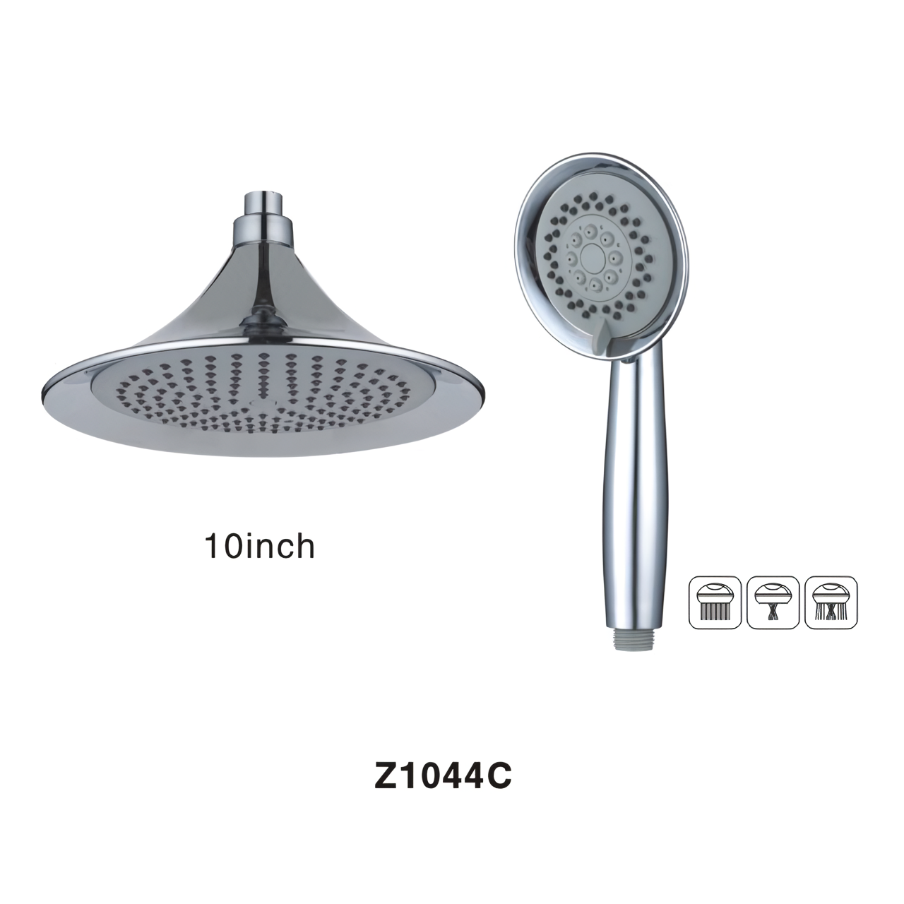 Z1044C High Pressure 10 Inch Round Home Antique Plastic Shower Head With 3 Modes Wall Mounted Rainfall Plastic Hand Shower 