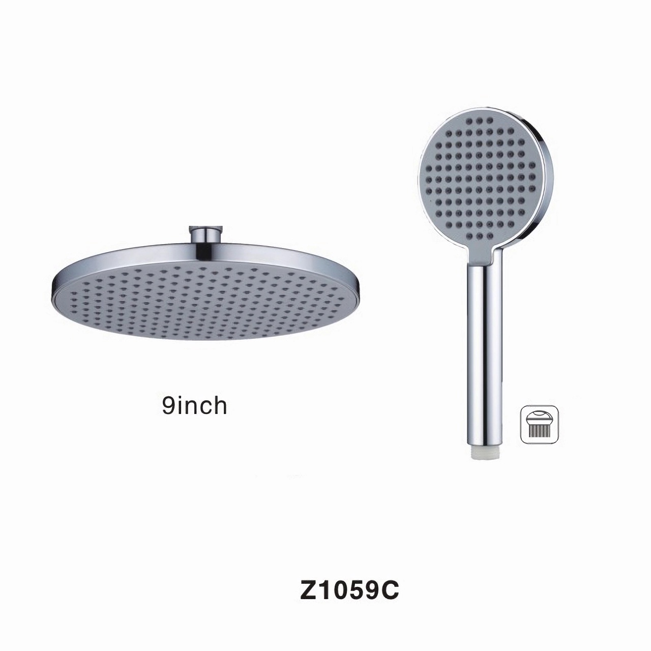 Z1059C 9 Inch Round Full Body Coverage Powerful Waterfall Plastic Shower Head With High Pressure Handheld Spray Plastic Hand Shower 