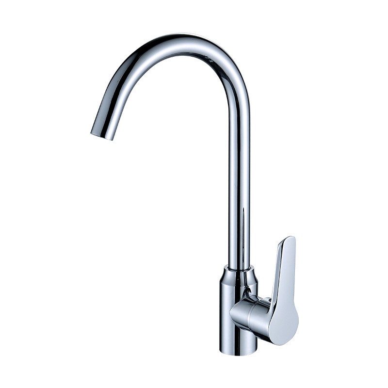 OJ-QC5501 Single Control Handle Single Hole Swan-Neck Chrome Plated Silver Touch Stainless Steel Kitchen Faucet