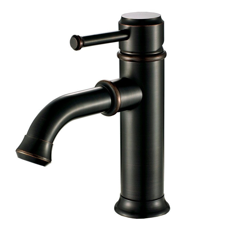 OJ-OB1121 Waterfall Single Hole Matte Black Single Handle Bathroom Sink Deck Mounted Brass Basin Faucet